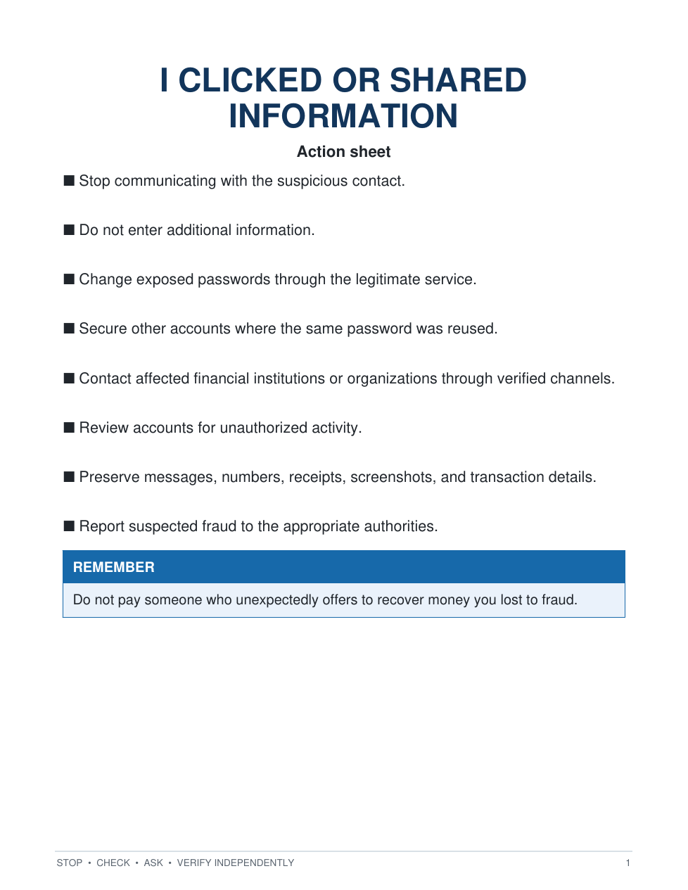 Emergency Action Sheets